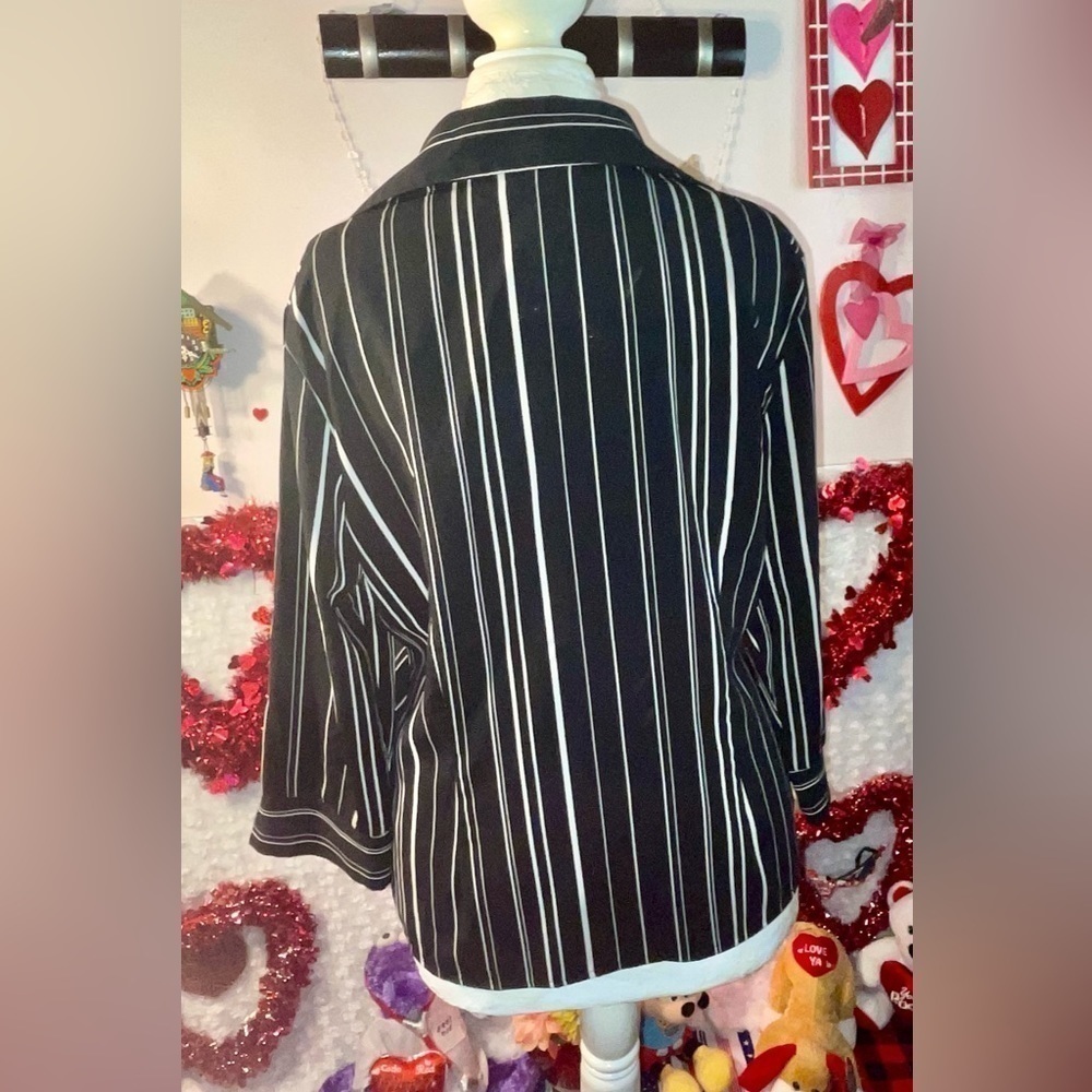NWOT Worthington Women’s Stretch Size L Button Down L. Sleeved Stripped Blouse - Picture 4 of 11